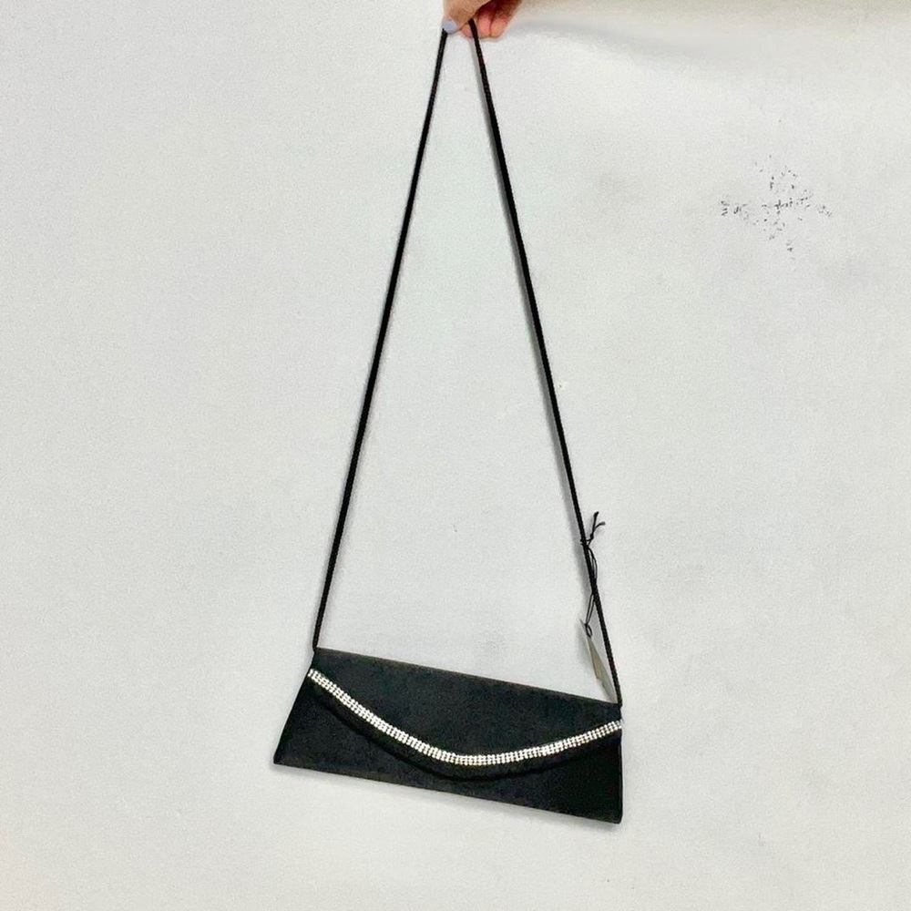 Black rhinestone side shoulder bag pocketbook mini purse